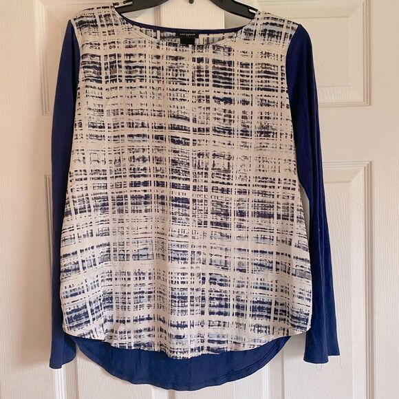 Ann Taylor Size Small Blue Abstract Print Workwear Top - Picture 1 of 4